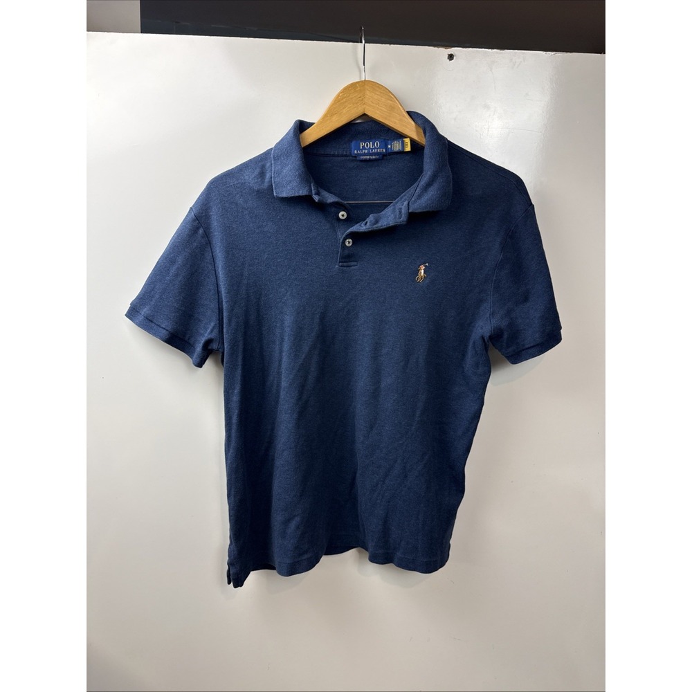 Polo Ralph Lauren Mens Classic Fit Short Sleeve Polo Shirt Navy Blue M 100% Cott